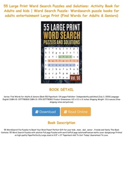 E Book Download 55 Large Print Word Search Puzzles And Solutions