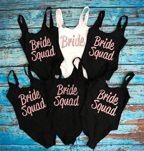 Buy Custom Bride Squad Bridesmaid Bathing Suits Honeymoon Bachelorette Swimwear