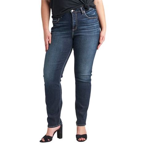 Silver Jeans Womens Plus Size Avery High Rise Straight Leg Jeans