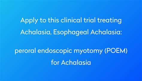 Peroral Endoscopic Myotomy Poem For Achalasia Clinical Trial 2022 Power