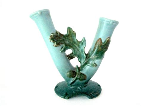 Weller Pottery Oak Leaf Pattern Double Vase Matte Blue | Etsy | Leaf
