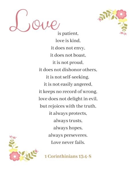 1 Corinthians 134 8 Bible Verse Wall Art Printable Love Etsy
