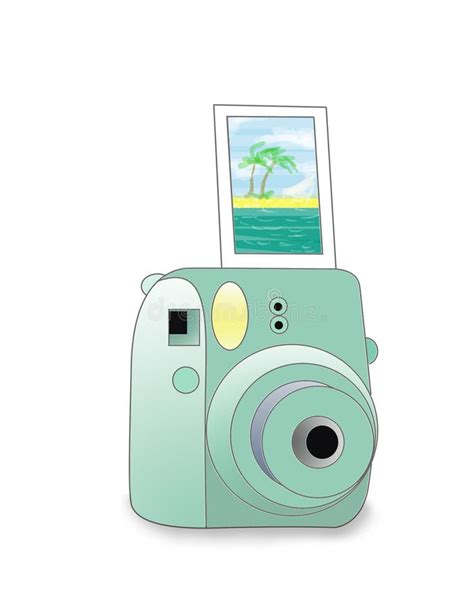 Isolated Polaroid Camera With Blank Image On A White Background Stock