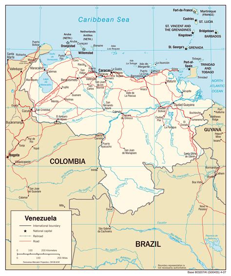 Large Scale Political Map Of Venezuela With Roads And Cities 2007