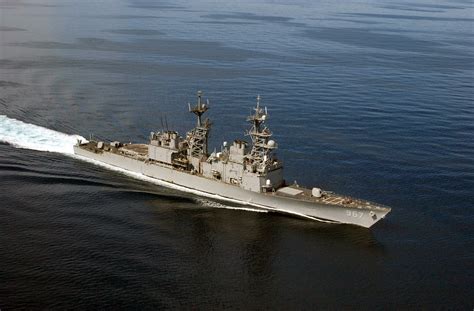 Aerial Starboard Bow View Of The Us Navy Usn Spruance Class