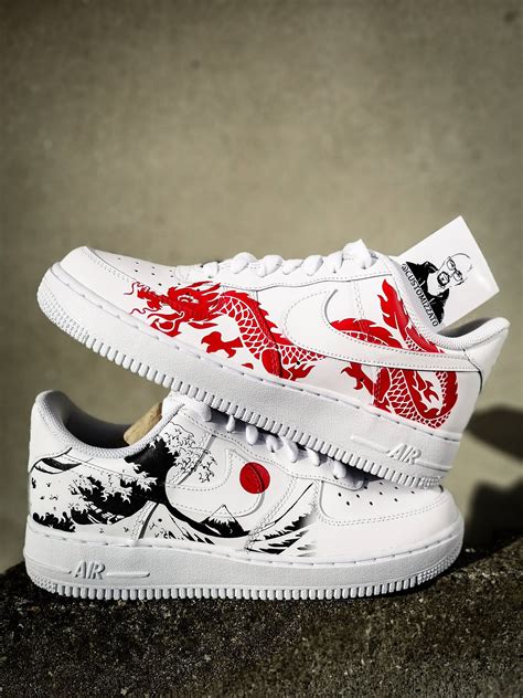 Custom Sneakers Nike Air Force 1 Red Dragon х The Great Etsy Nike