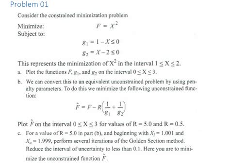 Solved Consider The Constrained Minimization Problem