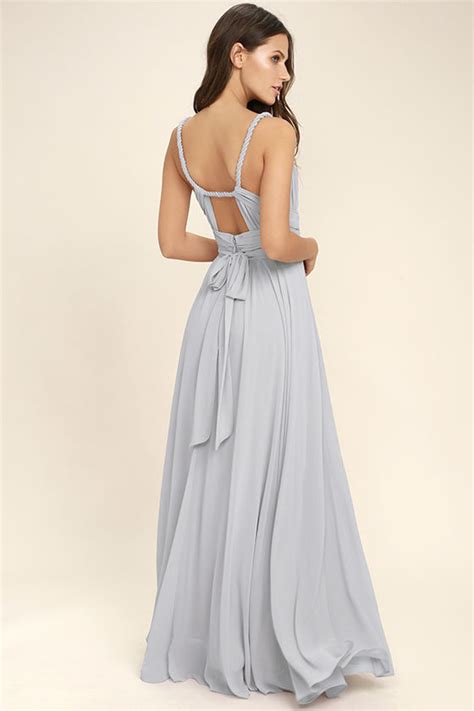 Some brides prefer their 'maids to wear dresses in a style similar to their wedding dress. Lovely Light Grey Dress - Maxi Dress - Gown - Bridesmaid ...