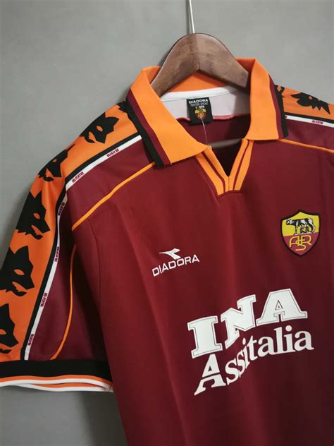 Retro 19981999 As Roma Home Soccer Jersey Football Shirt Mens Etsy