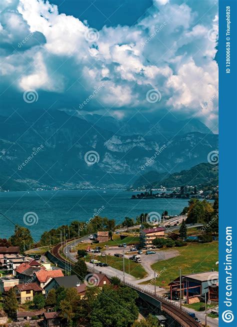 Lake Walensee In Switzerland Stock Photo Image Of Peak Summer 128006638