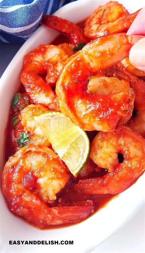 Camarones ala diabla (devil's shrimp) ~ shrimp in a spicy tomato based sauce with chipotle chilies in adobo, mushrooms, and onions and mildly sweetened using coke de mexico. 5-Ingredient Shrimp a la Diabla (Camarones a la Diabla) - Easy and Delish