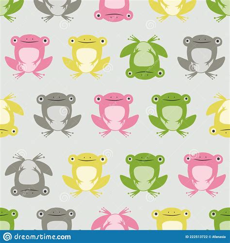 Frog Pattern Seamless Colorful Cartoon Cute Frog Illustration Stock