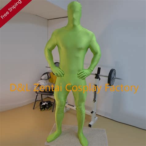 Free Shipping Dhl Adult Fashion Fullbody Green Color Lycra Spandex Zentai Suit Ls1405 In