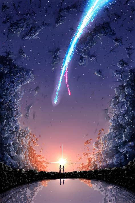 Incredible Your Name Movie Touching Through Space Poster Iphone 8 Wallpaper Wallpap Space