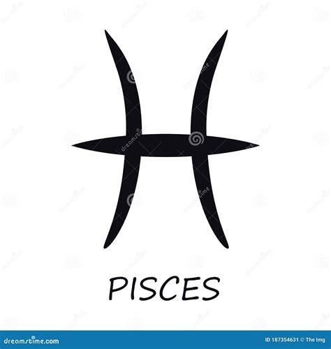 Pisces Zodiac Sign Black Vector Illustration Stock Vector