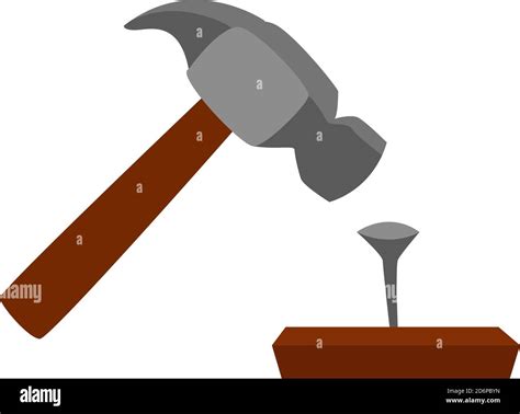 Hammer And Nail Illustration Vector On White Background Stock Vector