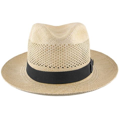 Mens Stetson Aviator Panama Straw Fedora Hat Wide Brim Fashionable Hats