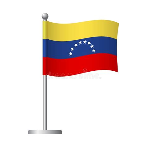 Venezuela Flag On Pole Icon Stock Illustration Illustration Of