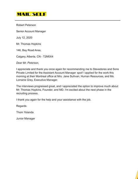 Thank You Letter For Job Referral How To Templates And Examples Mail