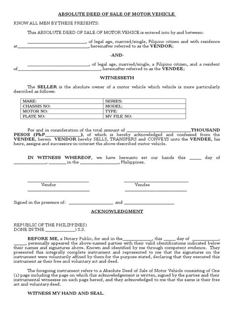If you were passing on the deed of a certain property to someone you think you can trust, then you would want to make sure that the person importantly, the pdf provided here is a deed of absolute sale, and not a contract to sell. Download Absolute Deed of Sale (Open) - DocShare.tips