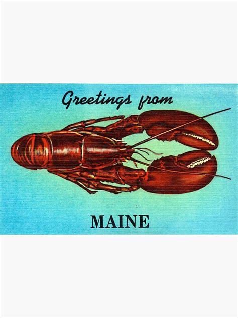 Vintage Colorful Greetings From Maine Lobster Sticker By Pdgraphics