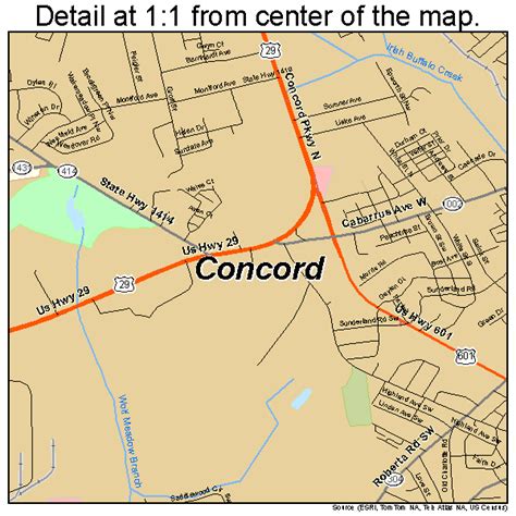 The detailed map shows the us state of north carolina with boundaries, the location of the state capital raleigh, major cities and populated places, rivers and lakes, interstate highways, principal highways, and railroads. Concord North Carolina Street Map 3714100