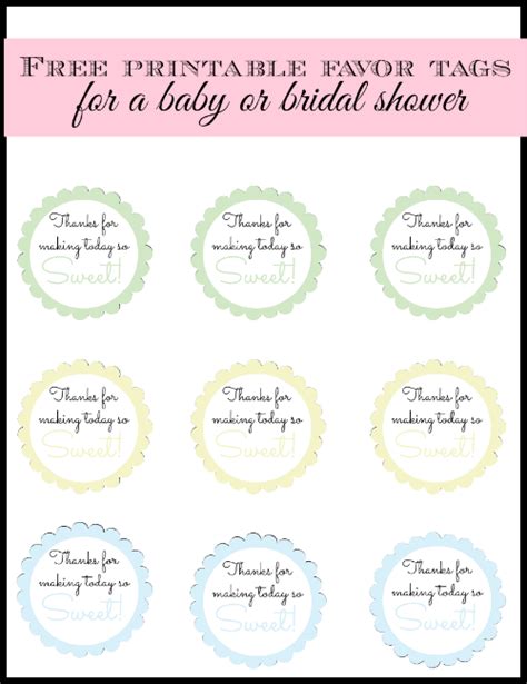 I would recommend printing them on cardstock for a little extra durability and structure. Free Printable Baby Shower Favor Tags in 20+ Colors - Play ...