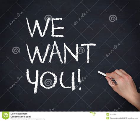 Hand Writing We Want You With A Chalk Stock Image Image