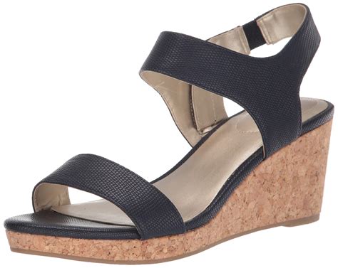 Bandolino Synthetic Tessa Wedge Sandal Navy Wedge Shoes In Blue