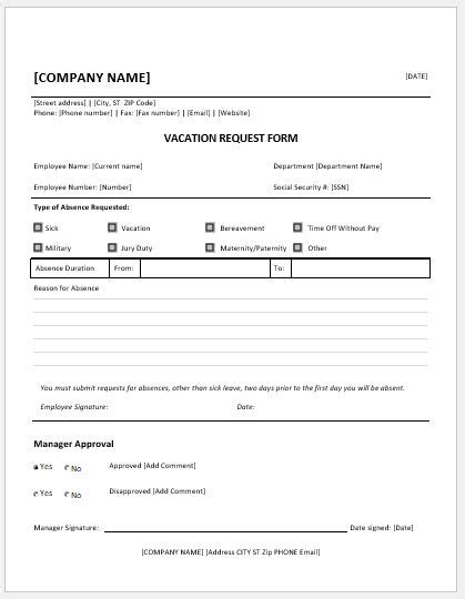 Vacation Request Form Templates Excel Xlts Vrogue Co