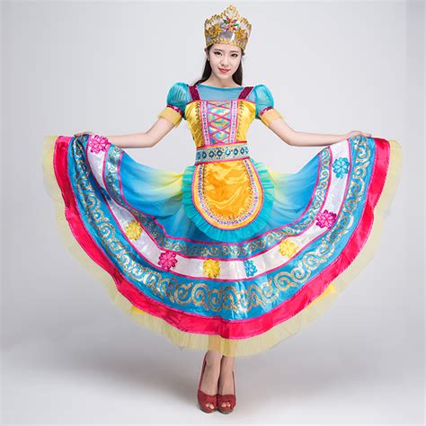 blue women ladies traditional russian national costume russia clothing princess dance dresses