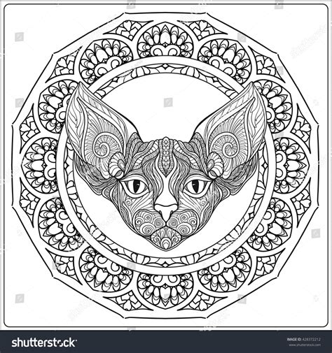 Download Decorative Cat Mandala Vector Illustration Adult Stock ...