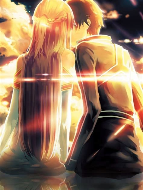 Anime sword art online asuna yuuki kirito mobile wallpaper. Sword Art Online Kirito Kiss Asuna Phone Wallpapers ...