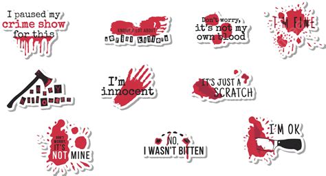 Halloween Bloody Horror Stickers Quotes Set Transparent Background Hd
