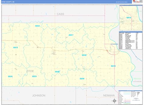 Otoe County Ne Zip Code Wall Map Basic Style By Marketmaps