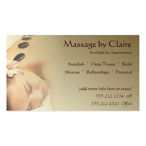 Your cards can be creative and eye catching or they can be simple and professional, depending on who the end client is. Massage Therapy Business Card | Zazzle