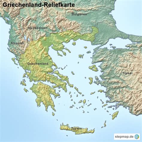 StepMap Landkarte Griechenland Reliefkarte Landkarte für Griechenland