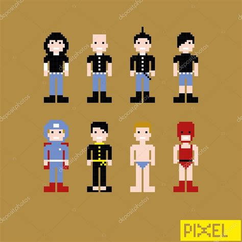 Pixel Art People Set Illustration Premium Vector In Adobe Illustrator