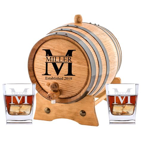 Miller Personalized Oak Aging Barrel And Whiskey Glasses Sofias T Shop And Apparel