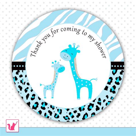Browse our growing library of free printable nursery art and shop meaningful artwork today! Printable Cute Blue Giraffe Thank You Tags - Baby Shower ...