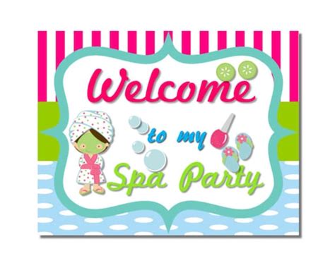 Spa Party Welcome Sign Downloadable File Diy Printable Spa