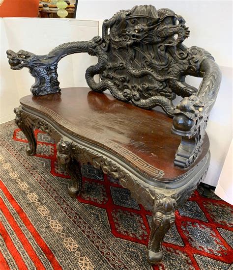 Antique Carved Chinese Dragon Bench Settee At 1stdibs