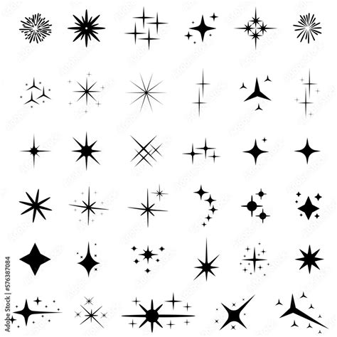 Sparkle Icon Vector Set Stars Sparkle Illustration Sign Collection
