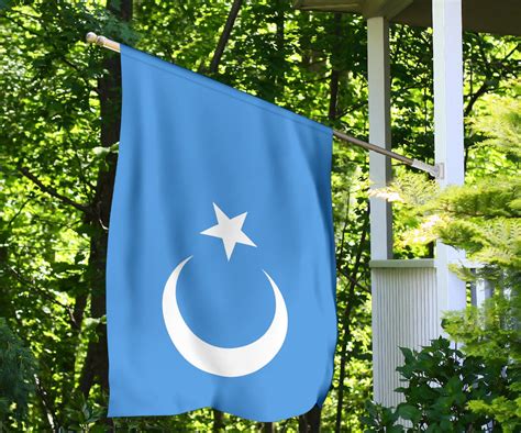The East Turkestan Flag Light Blue Flag With White Star And Moon For S