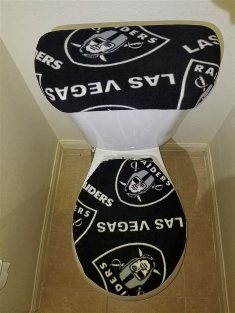 Las Vegas Raiders Fleece Fabric Toilet Seat Cover Set Bathroom Etsy