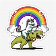 "Unicorn Riding T-Rex Dinosaur " Sticker by underheaven | Redbubble