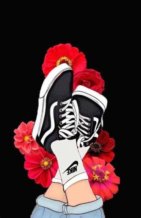 Nike has a number of other great options for their aesthetic wallpaper as well. Flower Vans Shoes Nike Pink Rose Black Aesthetic Flower Gardenia Red Bleu Jeans ... | Cute ...