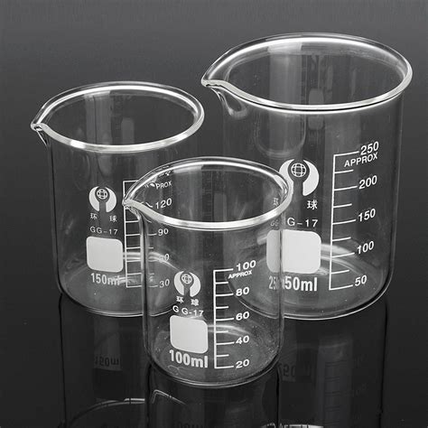 3pcs 100ml 150ml 250ml Beaker Set Graduated Borosilicate Glass Beaker