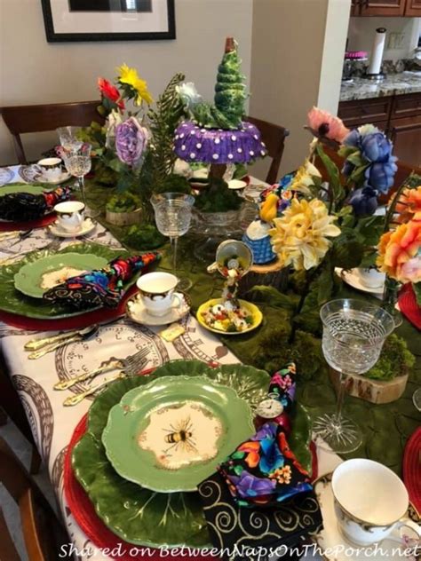 A Whimsical Alice In Wonderland Table Setting Featuring Singing Talking