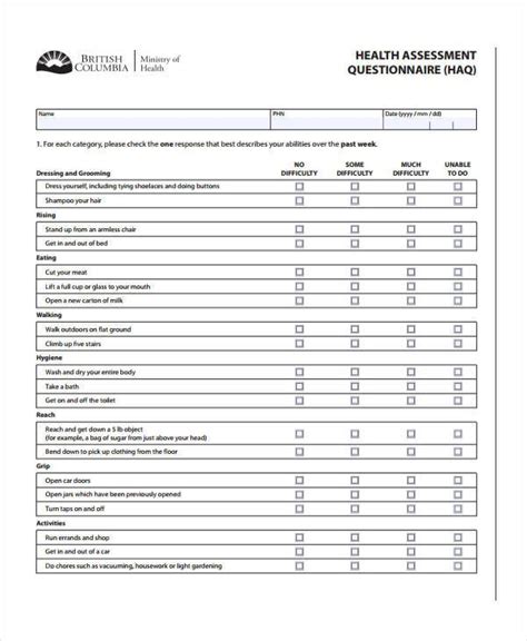 Free Sample Health Assessment Forms In Pdf Ms Word Free Hot Nude My